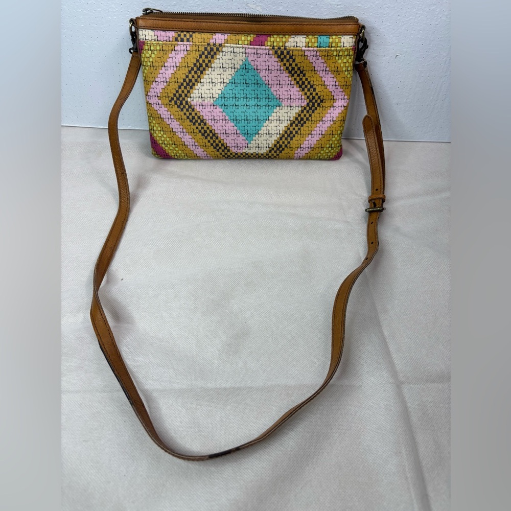 Fossil Diamond Weave Print Design Brown Turquoise… - image 7